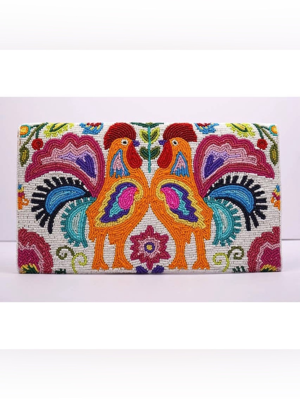 Rooster Chicken Intricate Hand Crafted High Quality Beaded Crossbody Clutch